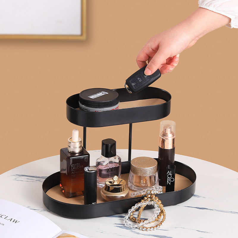 Bandeja de Almacenamiento de Llaves de Doble Capa de Lujo Moderno para Dormitorio