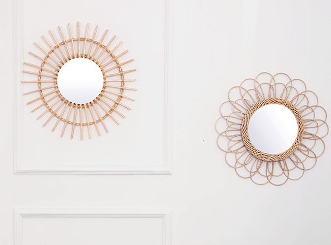 Espejo, Espejo de Maquillaje, Espejo Decorativo, Espejo de Mimbre